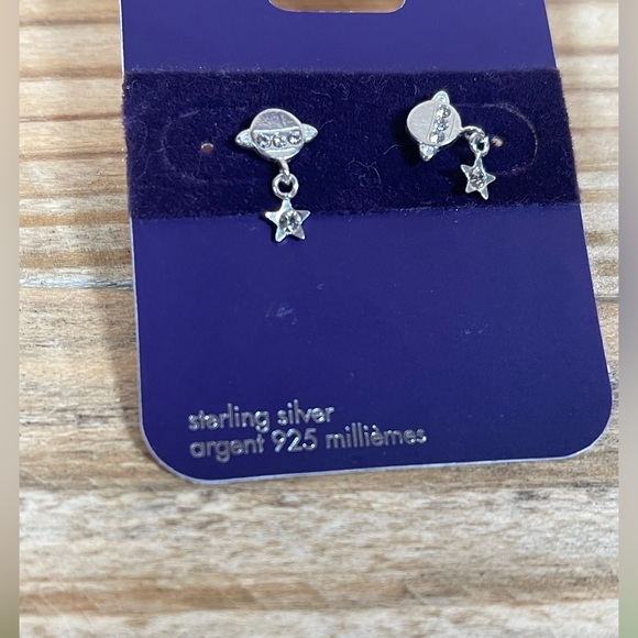 C LUXE By Claire's Sterling Silver Planet Saturn Earrings Argent 925 Accessory - Picture 3 of 5